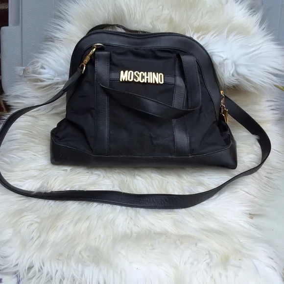 Moschino Canvas & leather logo xbody bag